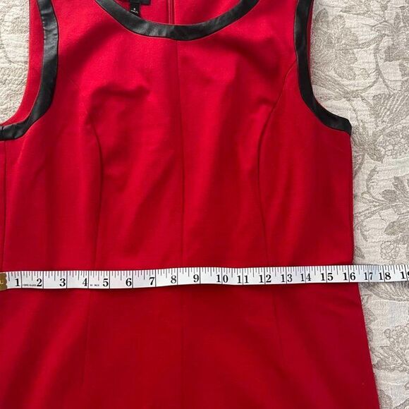 TALBOTS Knitted Red Women's Sheath Dress with black edging, sleeveless, size 6 - Picture 8 of 14